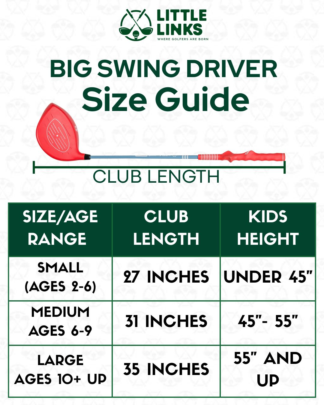 Big Swing Training Driver for Kids Ages 2-6 (Height Up to 45”)