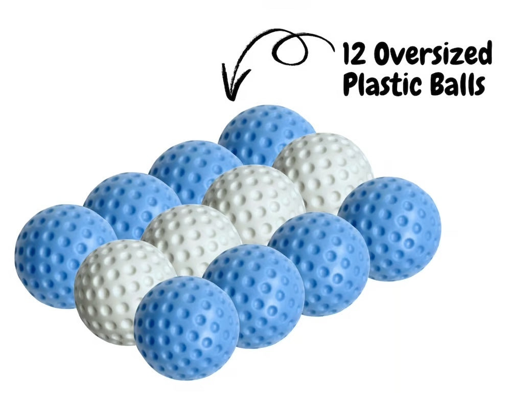 Oversized Plastic Golf Balls, 12 Pack, Blue/White
