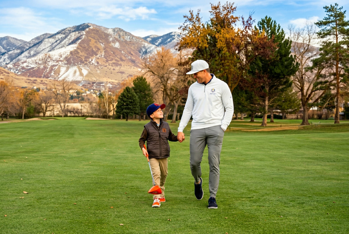 Parent and child enjoying golf with a Little Links Big Swing driver